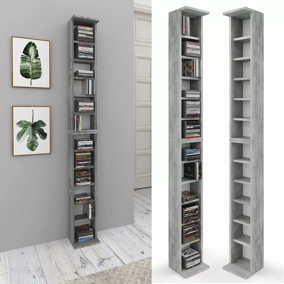 Vicco CD-Regal, Beton/Beton, 21 x 183.6 günstig online kaufen