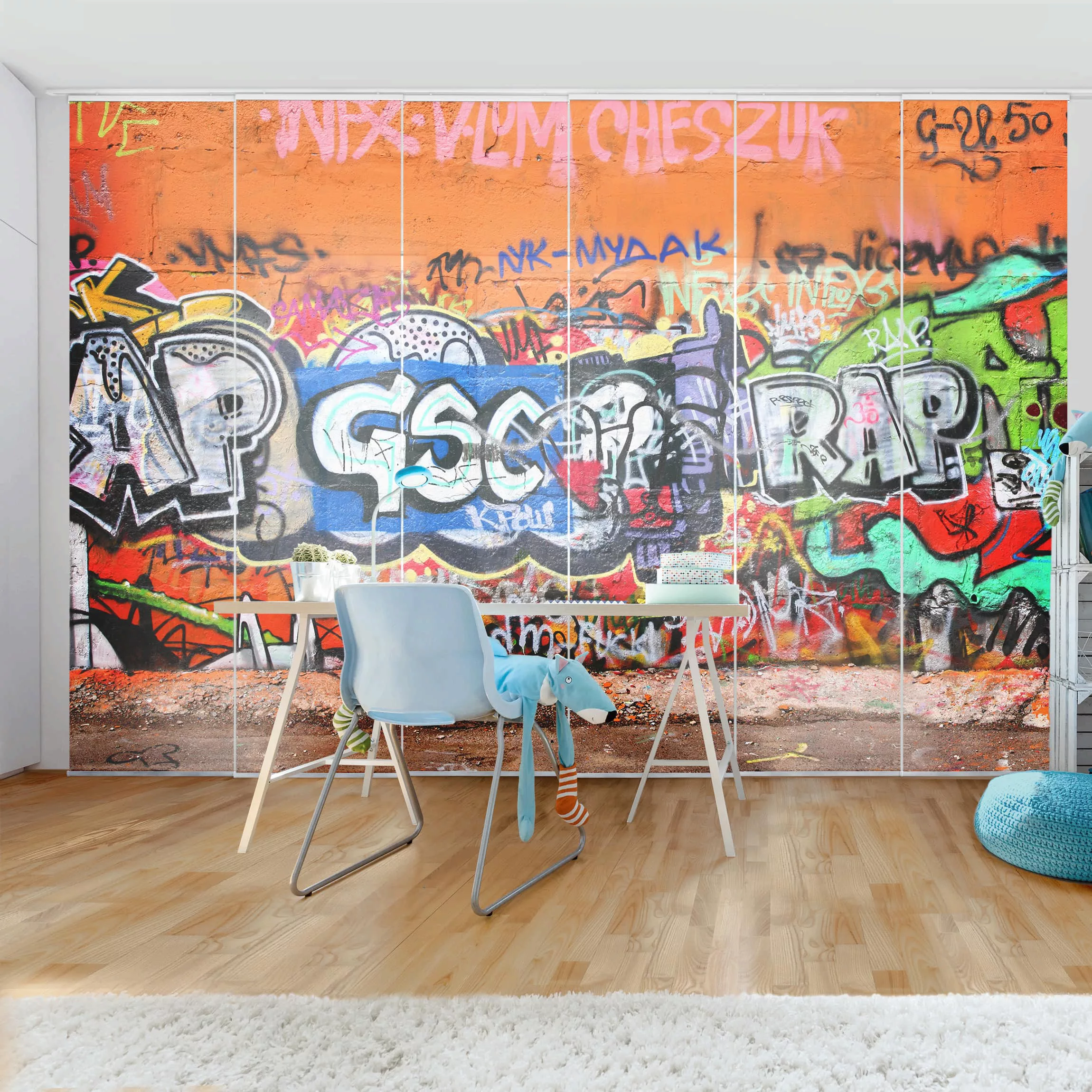 Schiebegardinen Set Kinderzimmer Graffiti günstig online kaufen