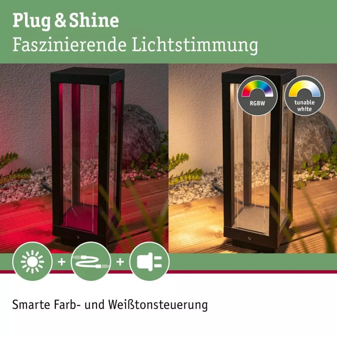 LED Plug & Shine Zigbee Wegeleuchte Classic RGBW in Anthrazit 2W 90lm IP44 günstig online kaufen