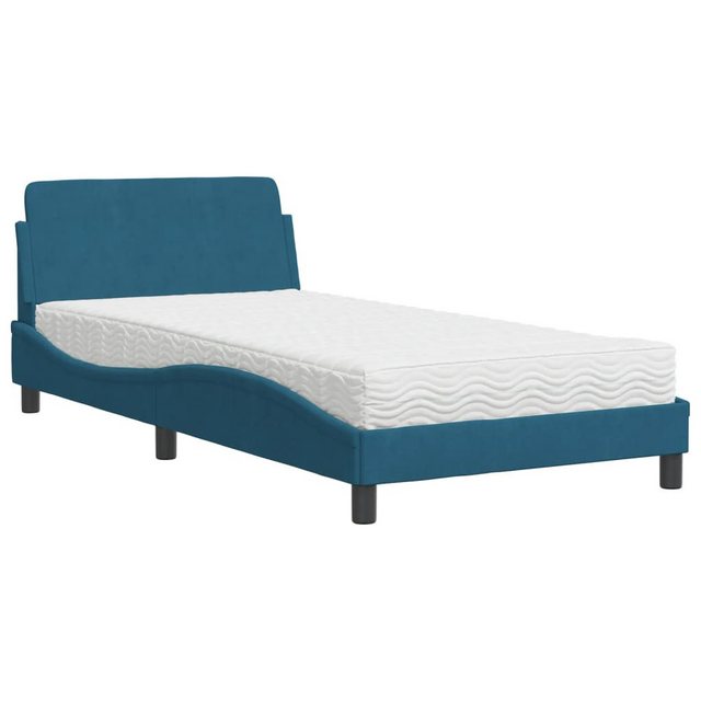 vidaXL Bett mit Matratze Blau 100x200 cm Samt Modell 12009989 günstig online kaufen