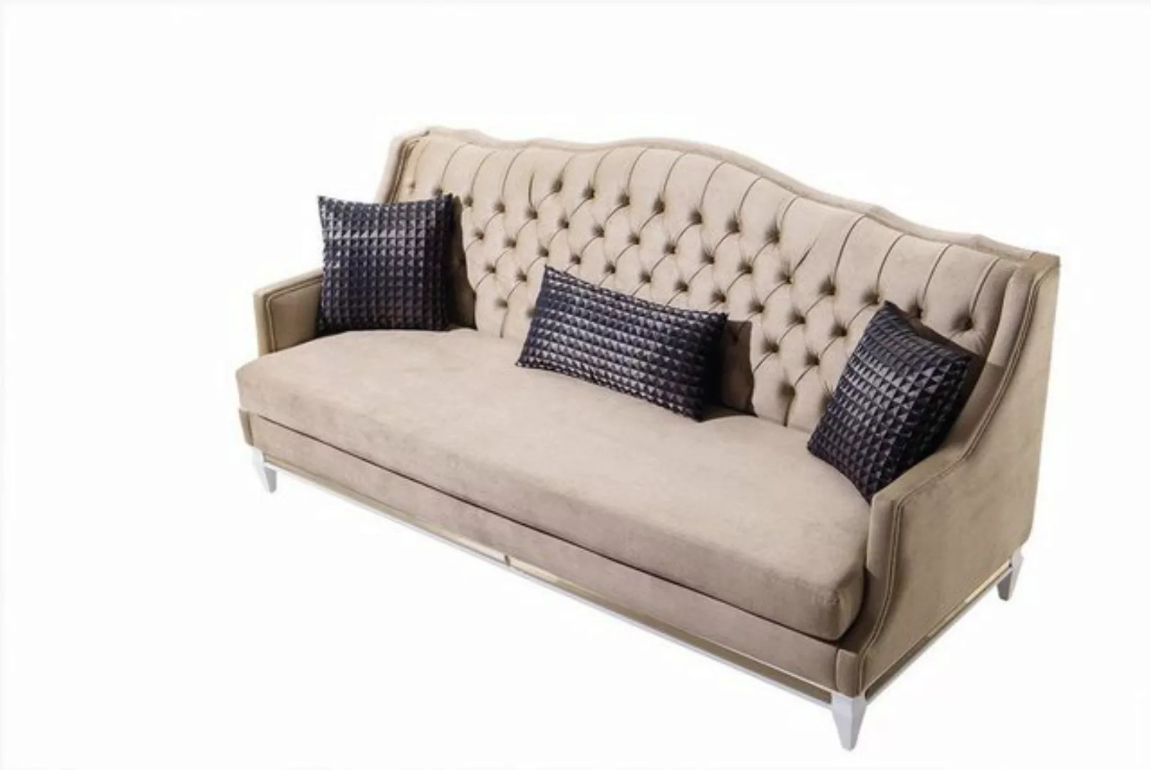 JVmoebel 3-Sitzer Beiger Chesterfield Dreisitzer Luxus Textilsofa Designer, günstig online kaufen