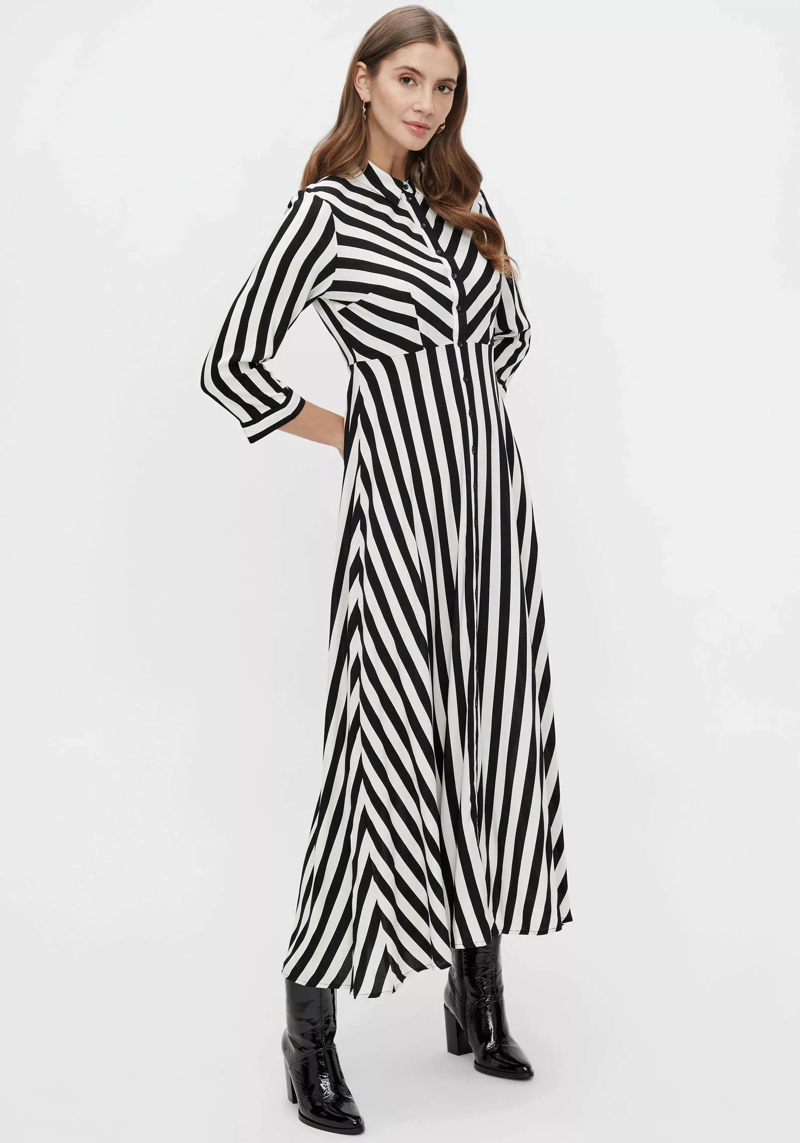 Yas Savanna Langarm Langes Kleid XL Black / Stripes W White Stripes günstig online kaufen