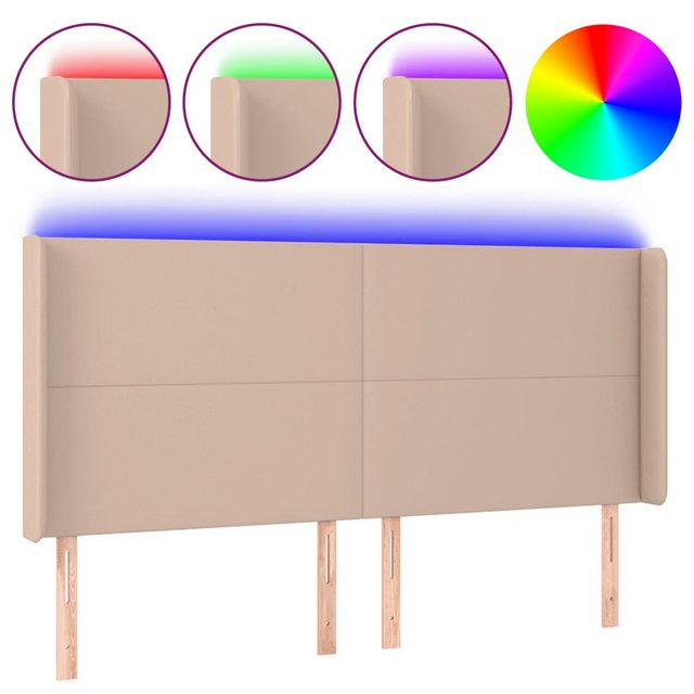 vidaXL Bett, LED Kopfteil Cappuccino-Braun 163x16x118/128cm Kunstleder günstig online kaufen