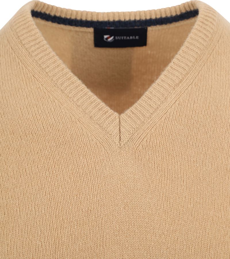 Suitable Pullover Wolle V-Neck Beige - Größe L günstig online kaufen