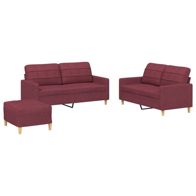 vidaXL Sofa Sofagarnitur mit Kissen Stoff, Standard + Fusshocker, Rot günstig online kaufen