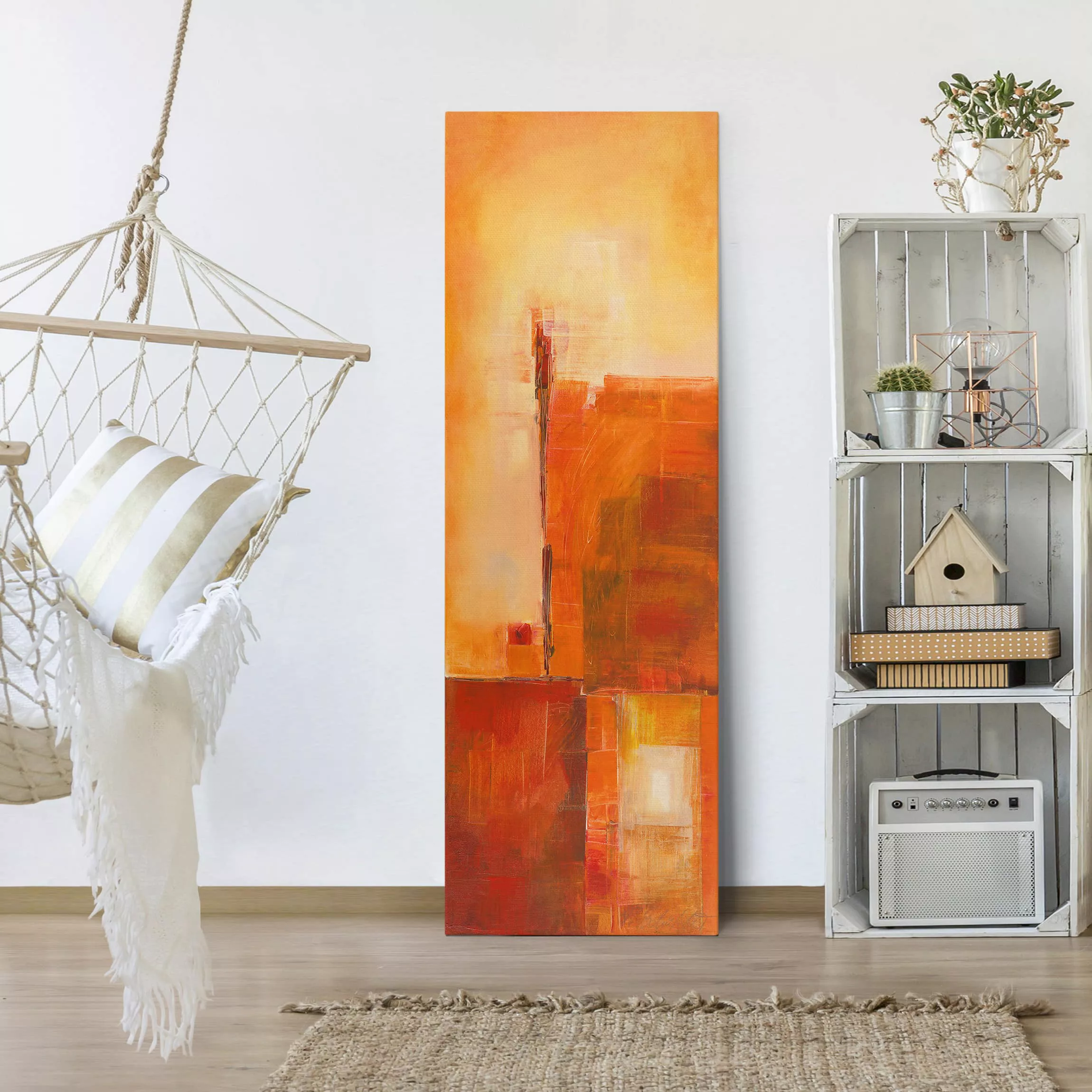 Leinwandbild Kunstdruck - Hochformat Abstrakt Orange Braun günstig online kaufen