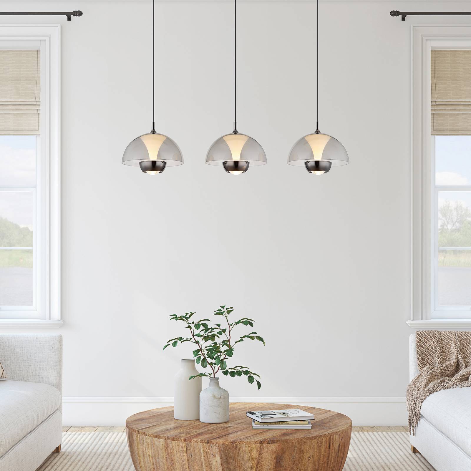 LED-Hängeleuchte Arus, rauchgrau, Länge 68 cm, Kunststoff günstig online kaufen