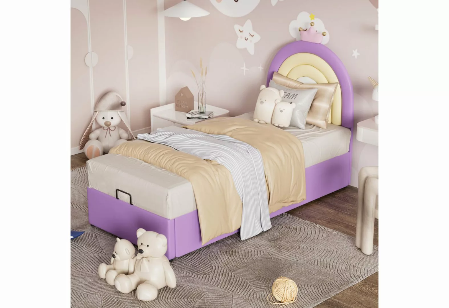 NMonet Polsterbett Kinderbett (höhenverstellbares Kopfteil), Einzelbett, mi günstig online kaufen