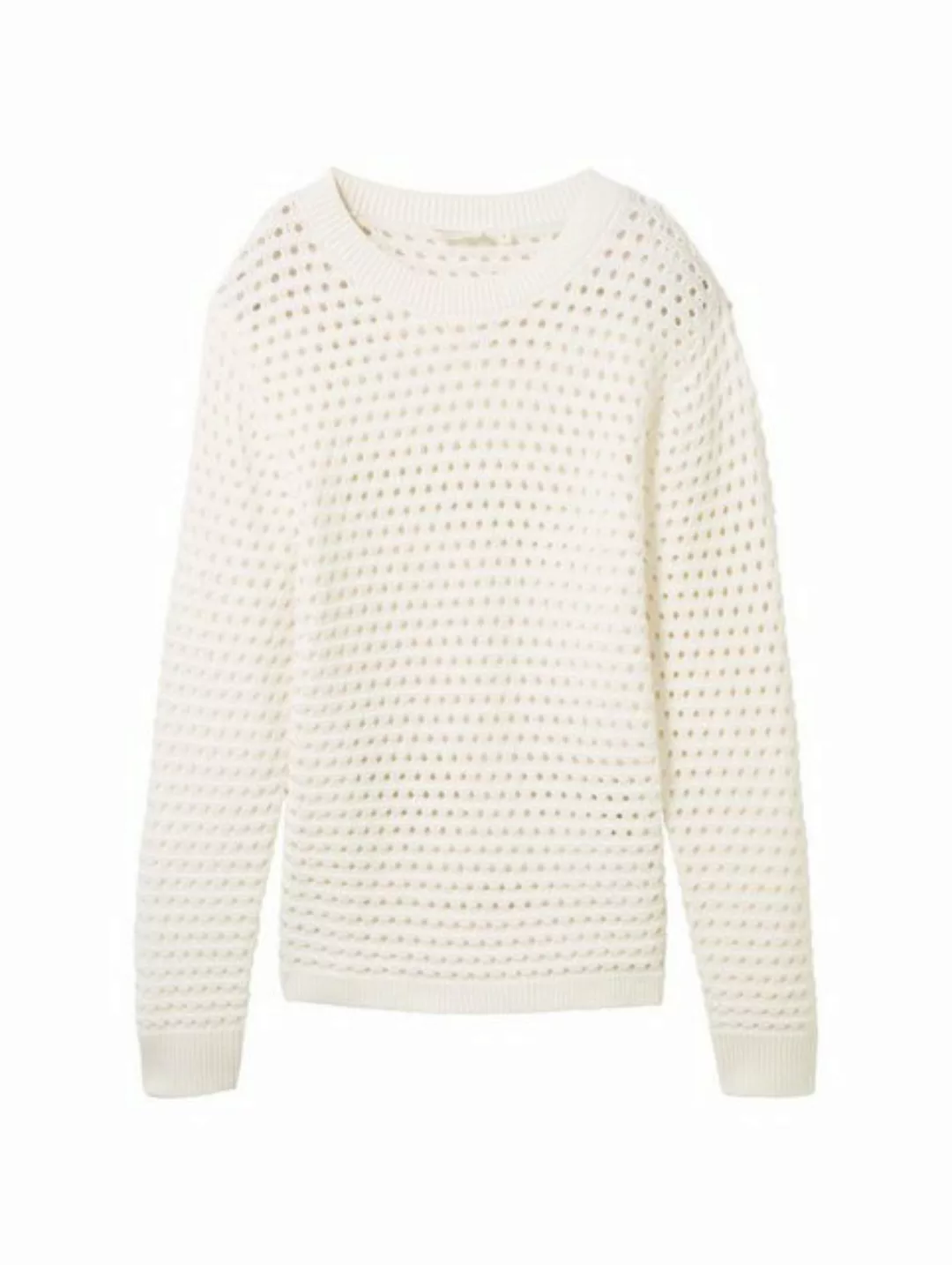 TOM TAILOR Denim Strickpullover open structure pullover, off white günstig online kaufen