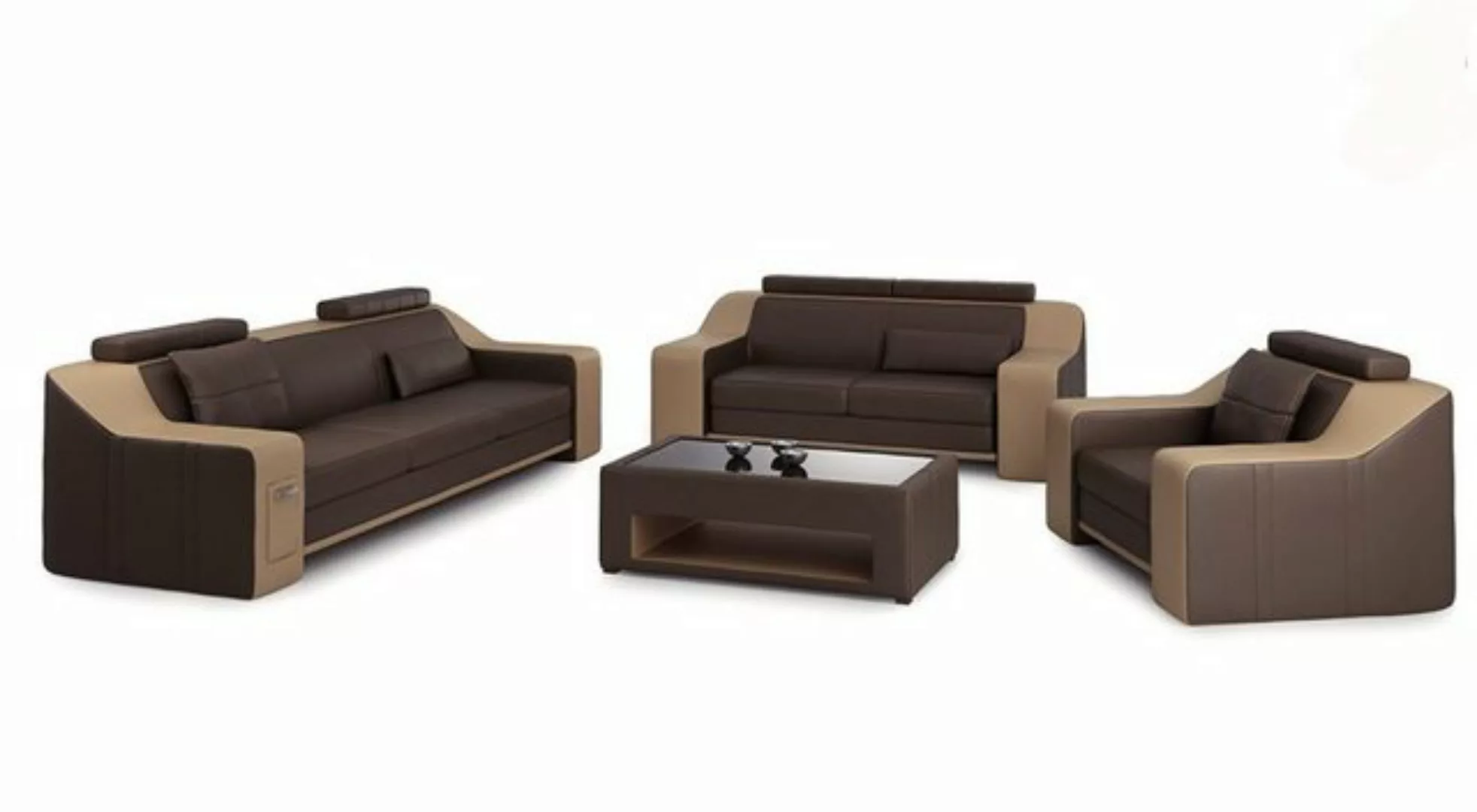 JVmoebel Sofa Ledersofa Couch Sofagarnitur Design Modern Sofa 3+1+1 Sitzer günstig online kaufen