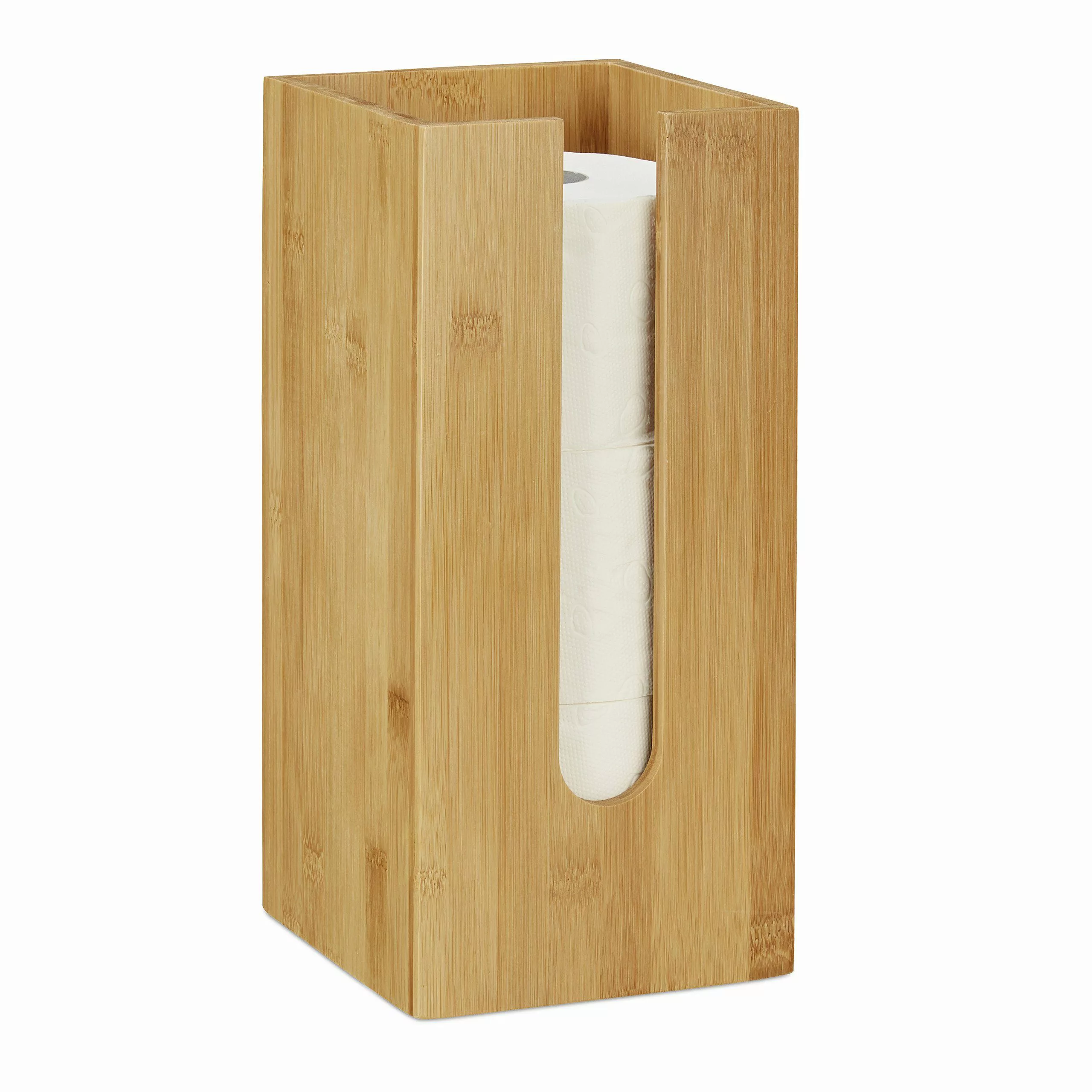 relaxdays Toilettenpapierhalter stehend Bambus günstig online kaufen