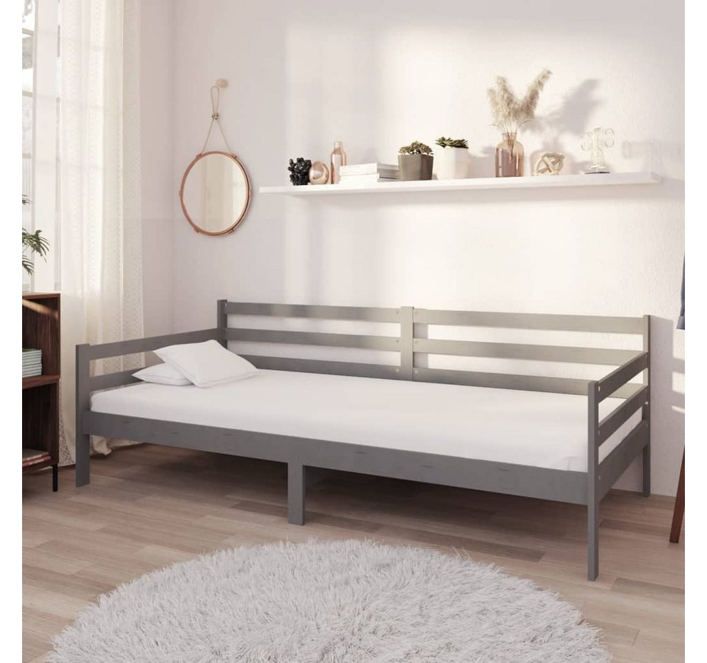 vidaXL Gästebett Tagesbett Gästebett mit Matratze 90x200 cm Grau Massivholz günstig online kaufen