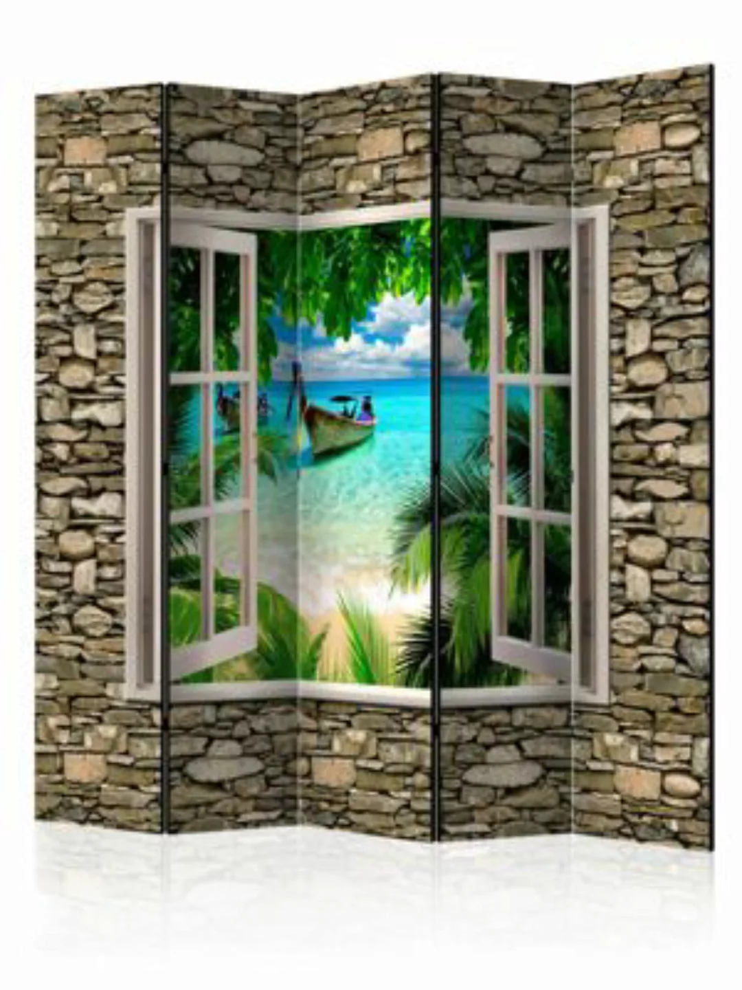 artgeist Paravent Tropical Beach II [Room Dividers] blau-kombi Gr. 225 x 17 günstig online kaufen