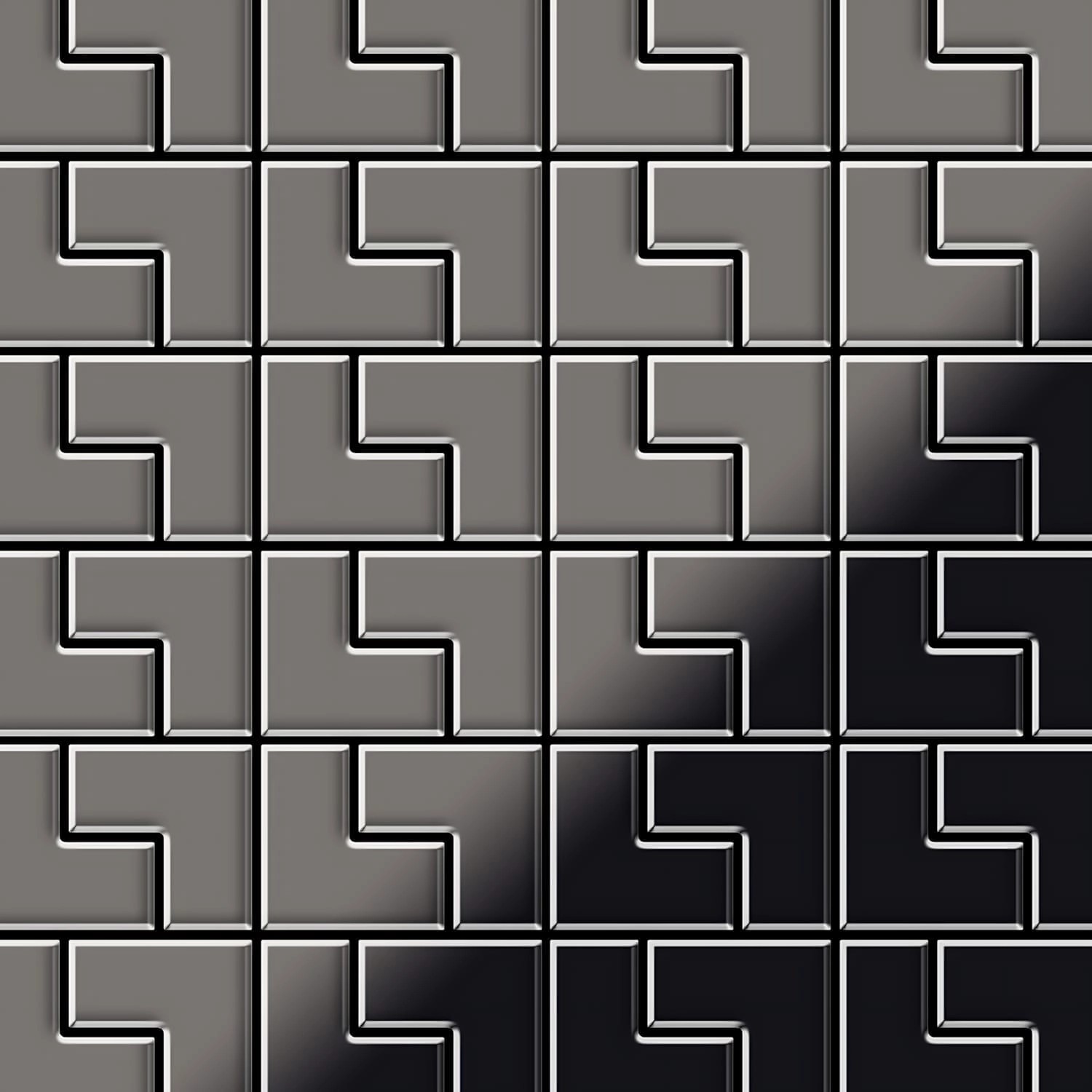 ALLOY Mosaik Fliese Massiv Metall Titan Hochglanz Dunkelgrau 1,6mm Kink-ti- günstig online kaufen