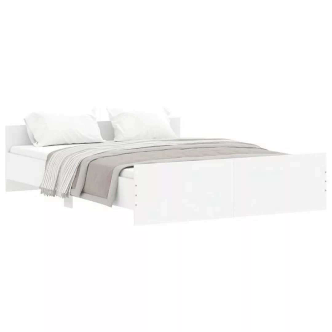 furnicato Bett Bettgestell mit Kopf- und Fußteil Weiß 160x200 cm günstig online kaufen