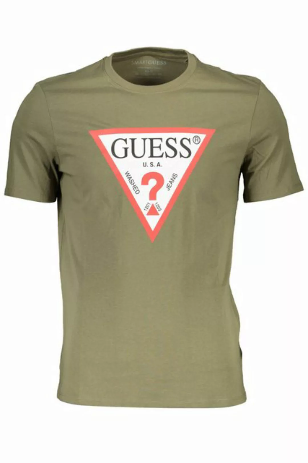 GUESS JEANS T-Shirt Bio-Baumwoll T-Shirt Herren: Grünes Slim Fit günstig online kaufen