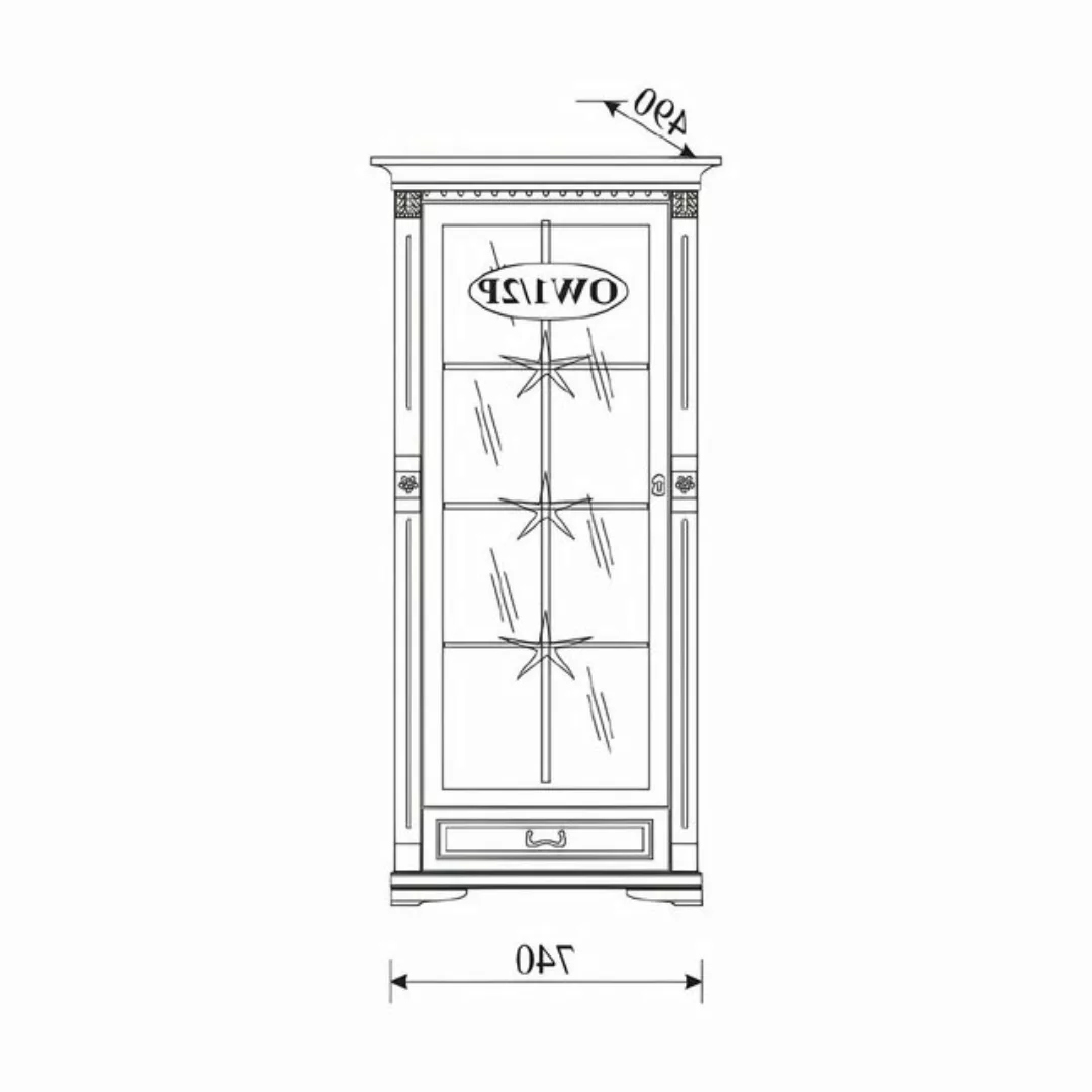 Xlmoebel Vitrine Traditioneller Glasvitrinenschrank Kolonialstil OW1A (Klas günstig online kaufen