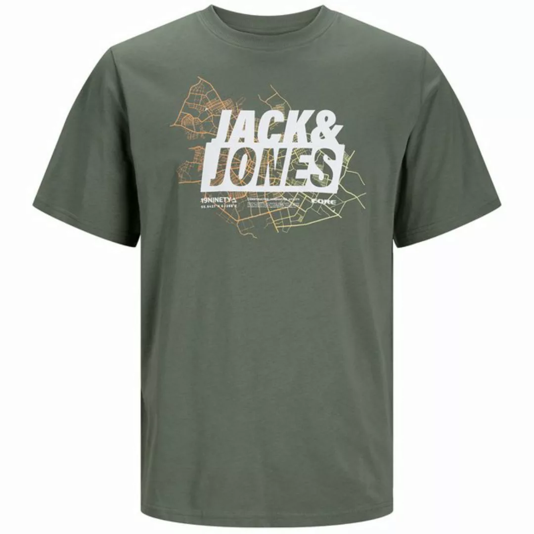 Jack & Jones Rundhalsshirt Große Größen Herren T-Shirt agavengrün Logoprint günstig online kaufen