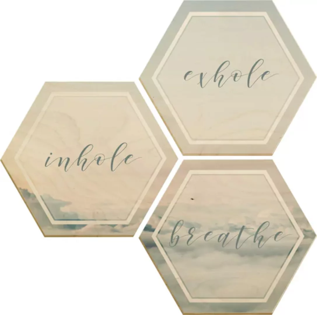 Wall-Art Holzbild »Inhale Exhale Breathe«, (Set, Dekoratives Bild), Holzpos günstig online kaufen