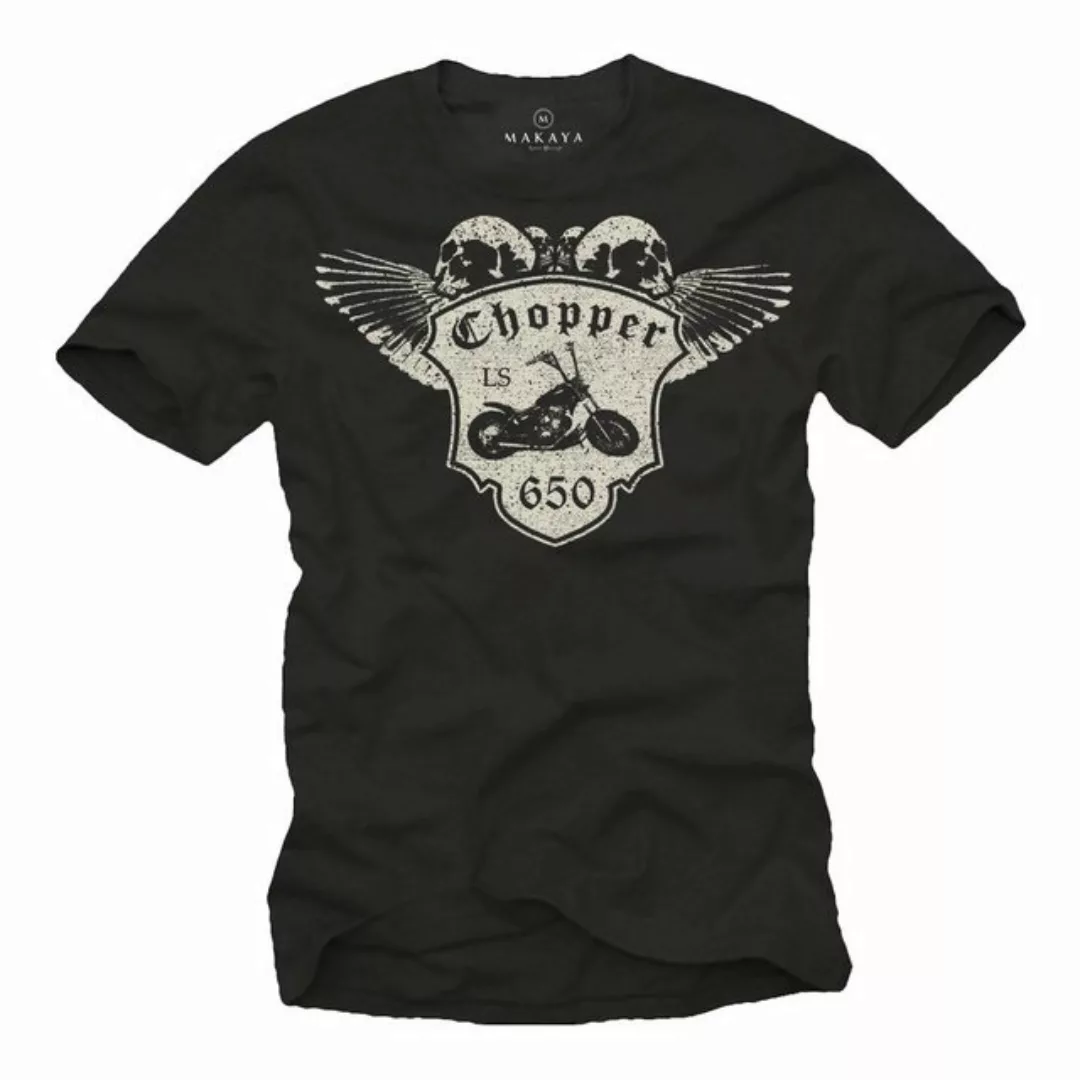 MAKAYA Print-Shirt Chopper LS 650 Totenkopf Biker Motiv Mit Print günstig online kaufen