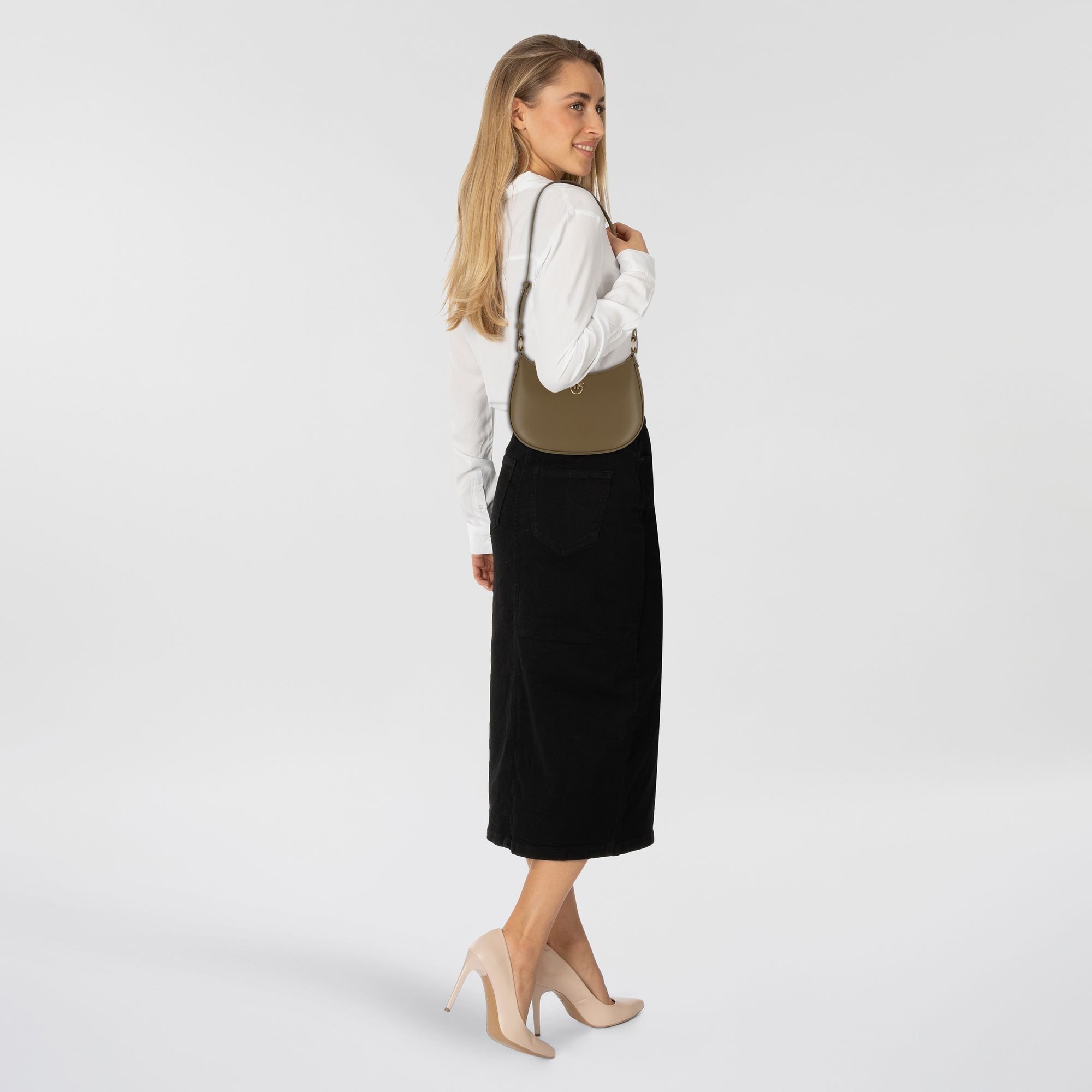 PINKO Schultertasche Half Moon, Leder günstig online kaufen