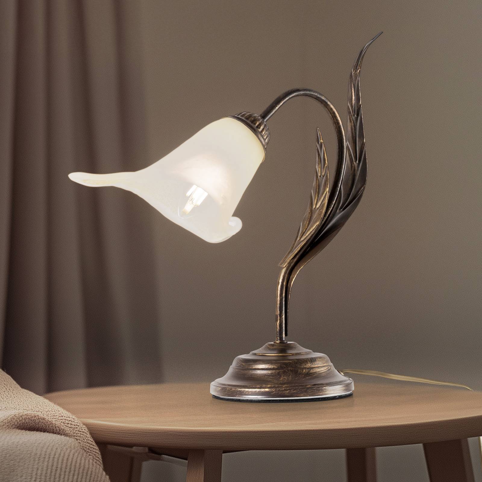 Tischleuchte Alga, 1-flammig, Eisen, Glas, Florentiner günstig online kaufen