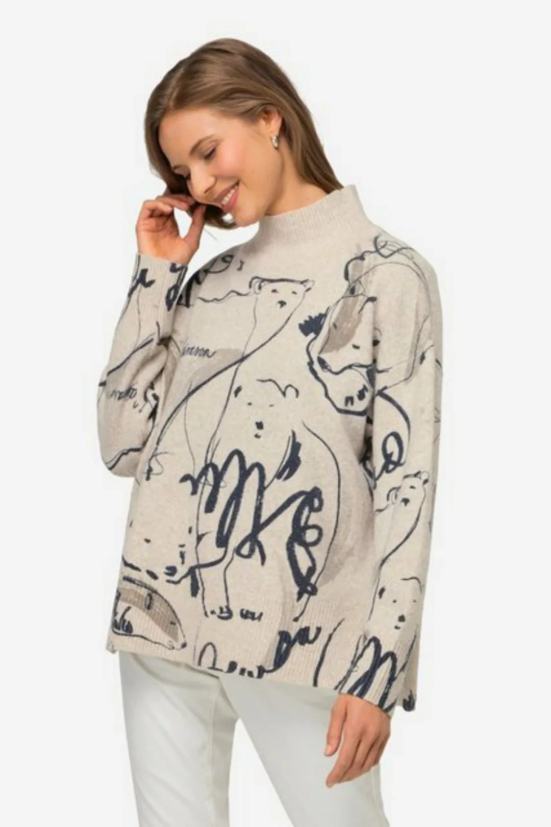 Laurasøn Rollkragenpullover Pullover Eisbären Print Stehkragen Langarm günstig online kaufen