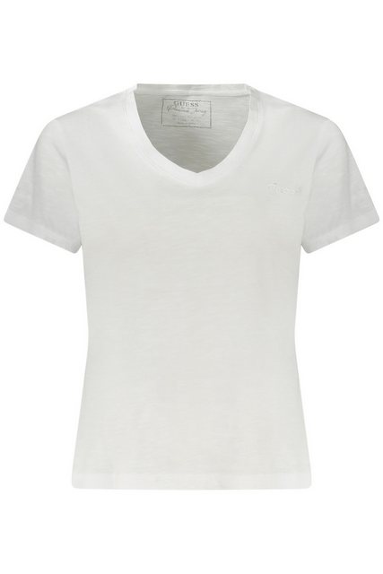 GUESS JEANS T-Shirt Damen Kurzarm T-Shirt Weiß mit V-Ausschnitt und günstig online kaufen