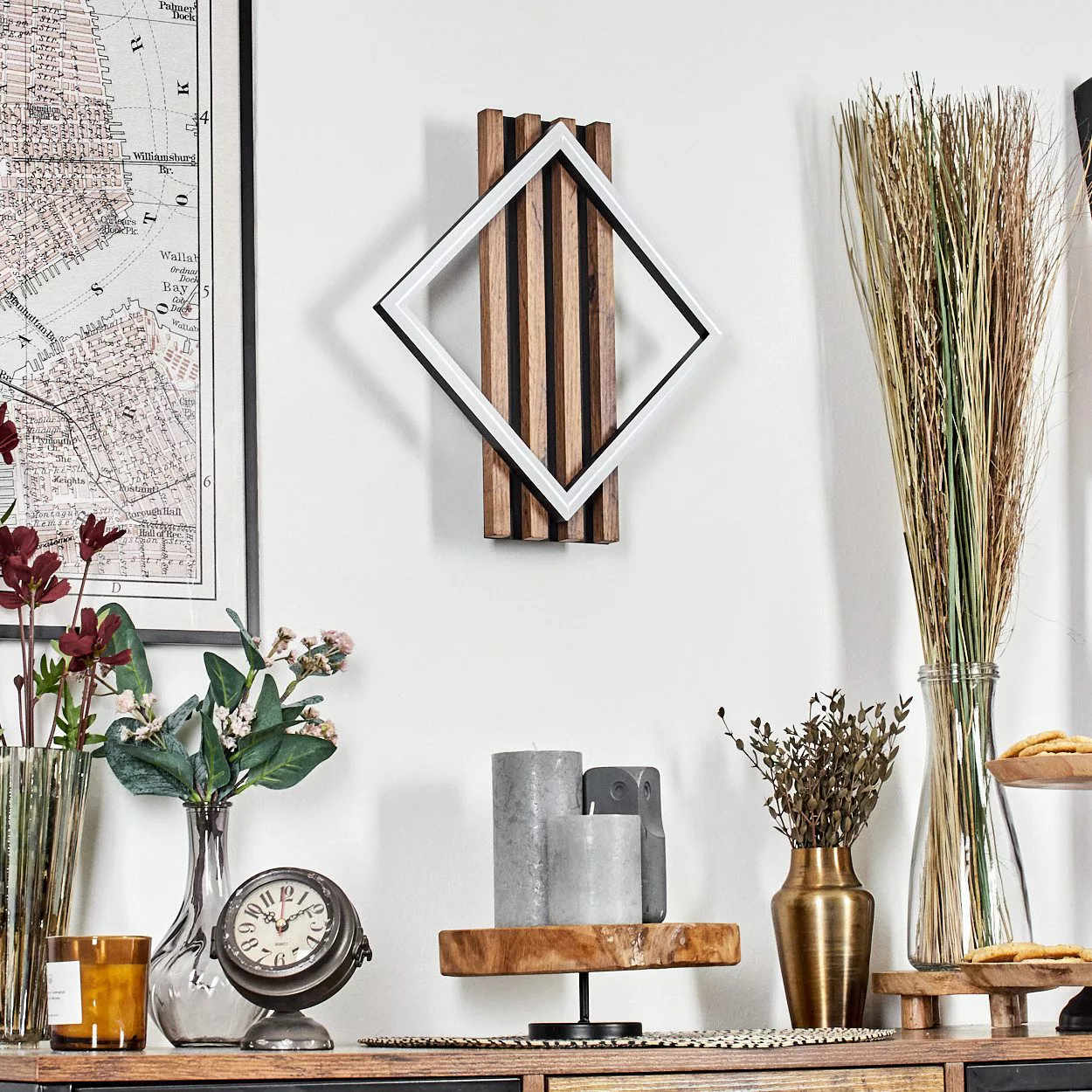hofstein Wandleuchte Wandlampe aus Metall/MDF/Kunststoff in günstig online kaufen