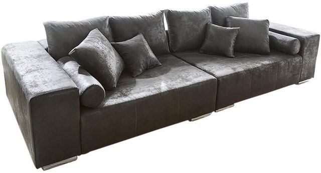 DELIFE Big-Sofa Marbeya, Anthrazit 285x115 cm Antik Optik mit Kissen Big-So günstig online kaufen