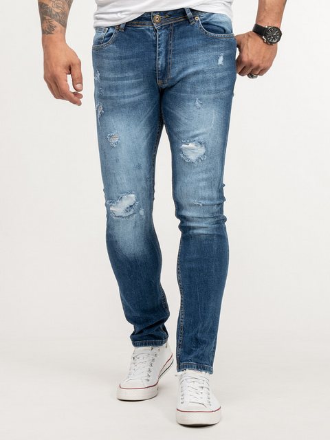 Rock Creek Straight-Jeans Herren Jeans Stonewashed Blau RC-2436 günstig online kaufen