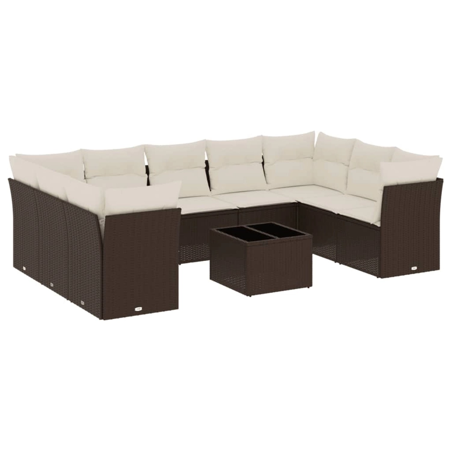 vidaXL 10-Tlg Garten-Sofagarnitur mit Kissen Braun Poly Rattan 3218143 günstig online kaufen