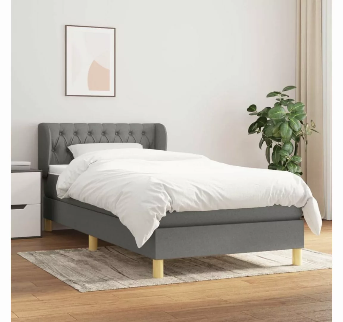 furnicato Bett Boxspringbett mit Matratze Dunkelgrau 90x200 cm Stoff günstig online kaufen