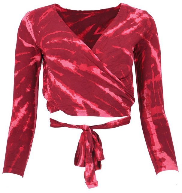 Guru-Shop Longsleeve Batik Wickeltop, Yogatop, Langarmshirt - pink alternat günstig online kaufen