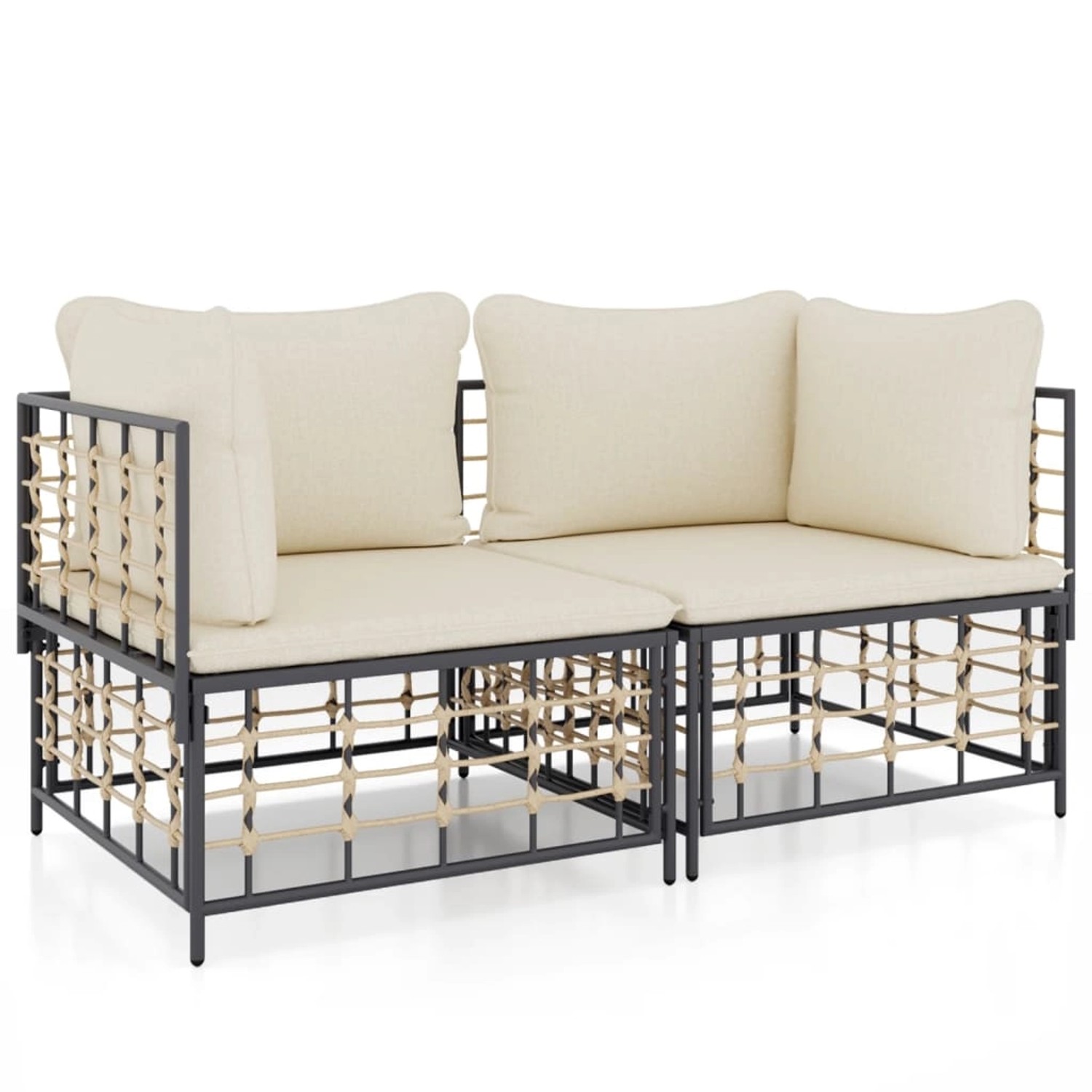 Vidaxl Ecksofas Mit Kissen 2 Stk. Modular Poly Rattan günstig online kaufen