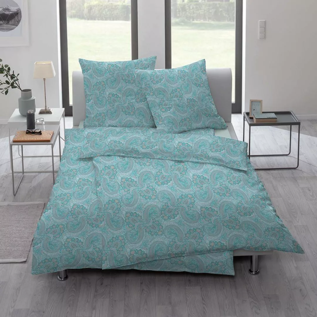 Estella Interlock Jersey Bettwäsche 6022-640 Paisley Azur Blau 135x200 günstig online kaufen