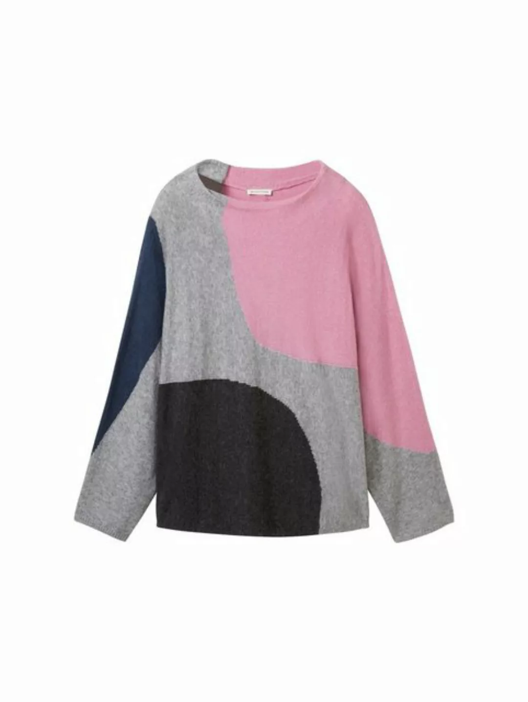 TOM TAILOR Sweatshirt Knit colored batwing, grey shapes design günstig online kaufen