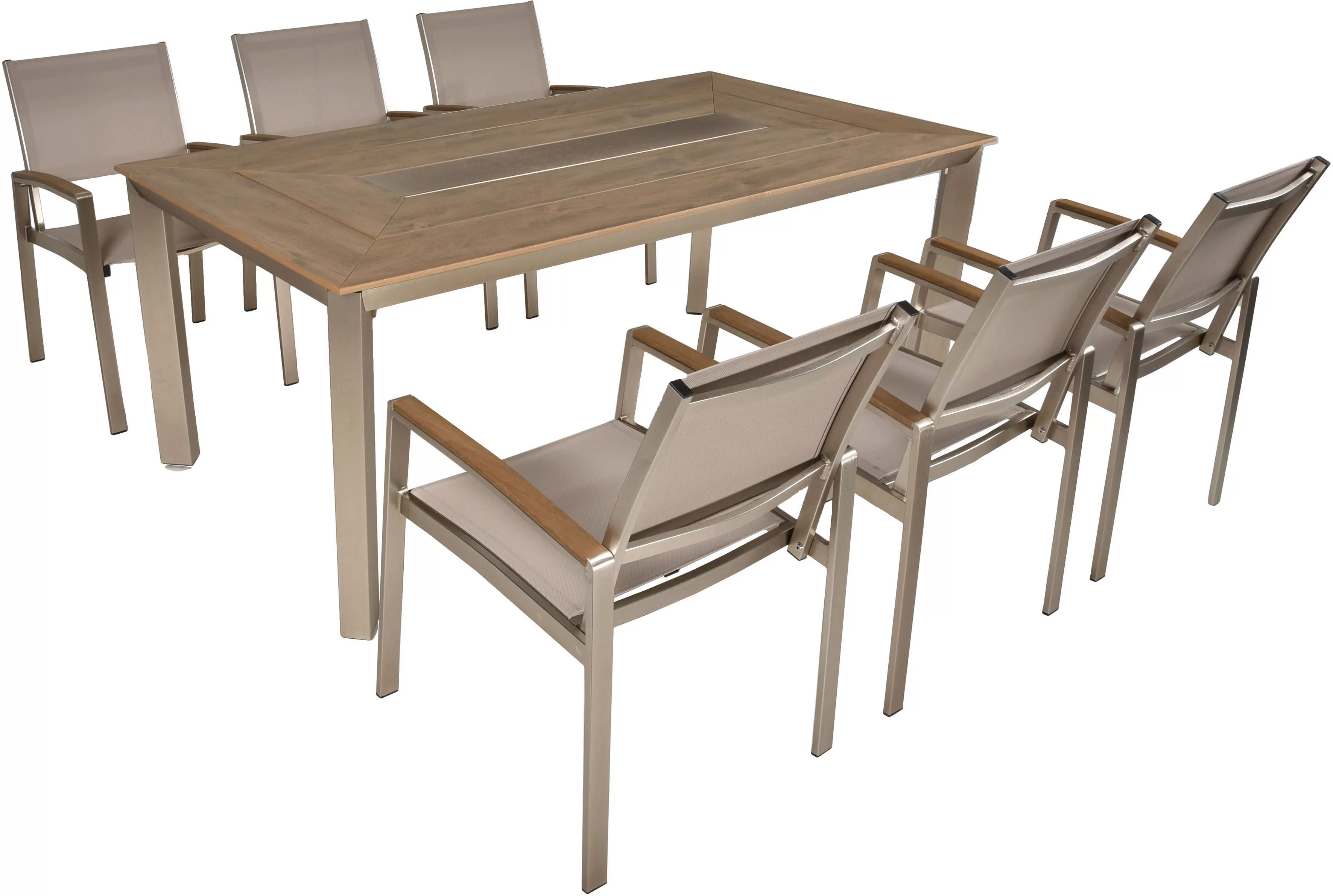 Garden Pleasure Garten-Essgruppe "FLORENCE", (7 tlg., 1x Tisch, 6x Stapelst günstig online kaufen