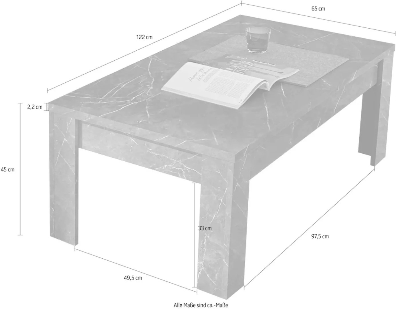 INOSIGN Couchtisch "Carrara", (125 x 65 cm) günstig online kaufen