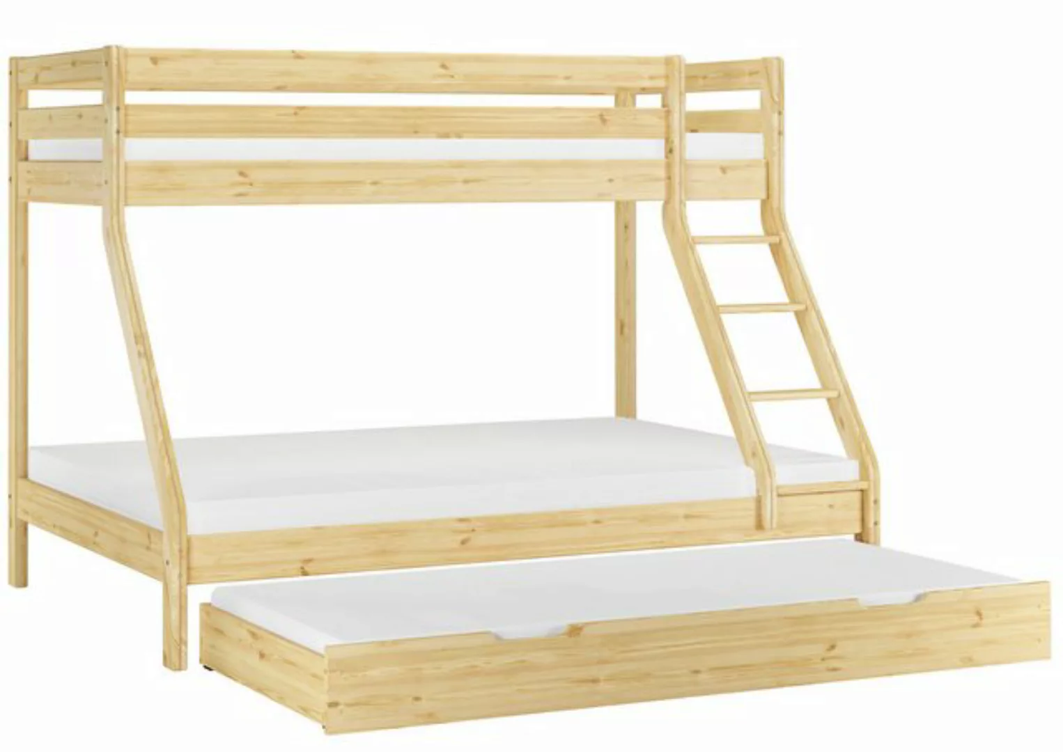 ERST-HOLZ Etagenbett Doppel-Etagenbett 90x200 u. 140/200 Kiefer natur - Zub günstig online kaufen