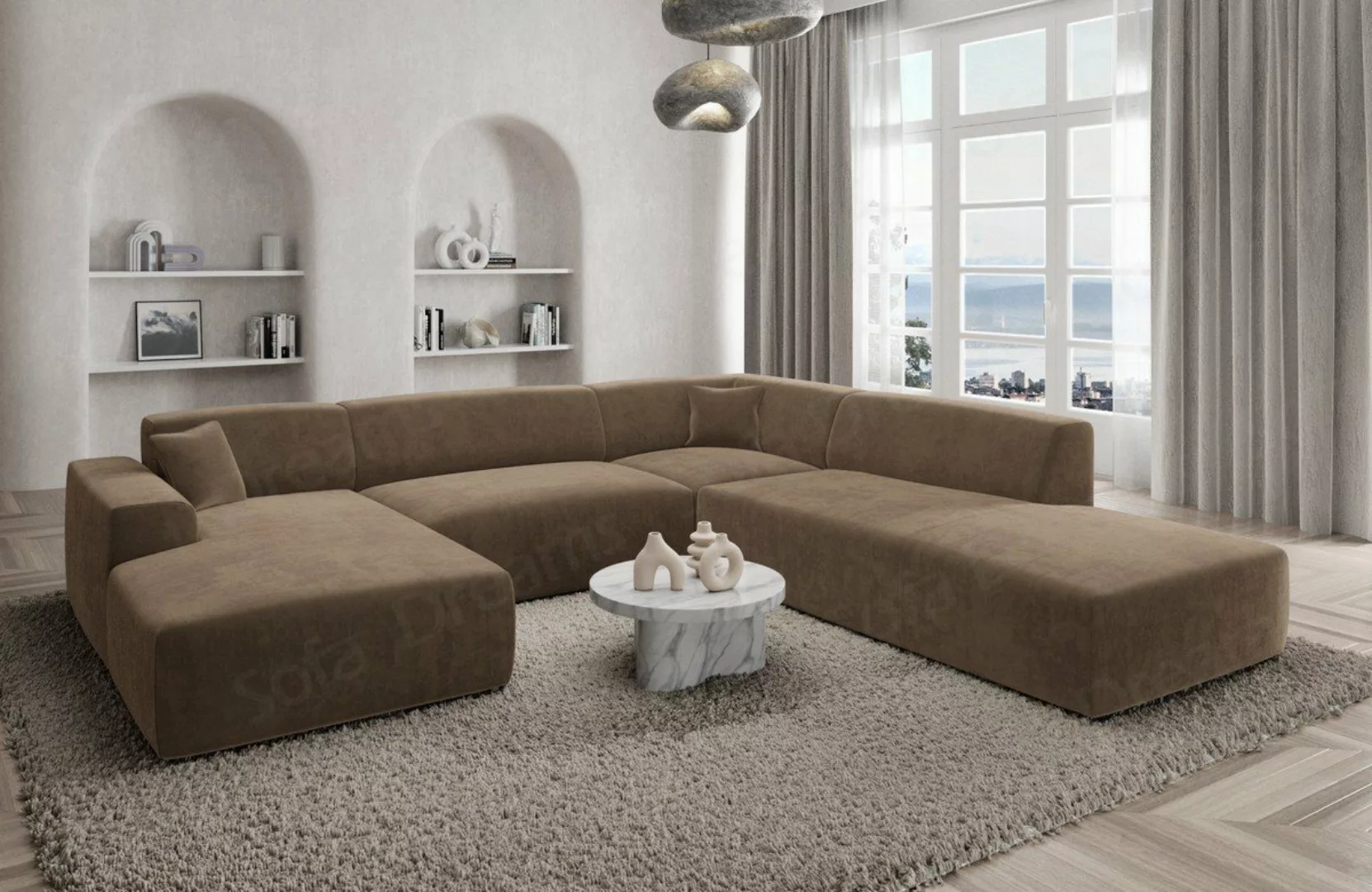 Sofa Dreams Wohnlandschaft Polster Designer Sofa Mallorca U Lounge Samtstof günstig online kaufen