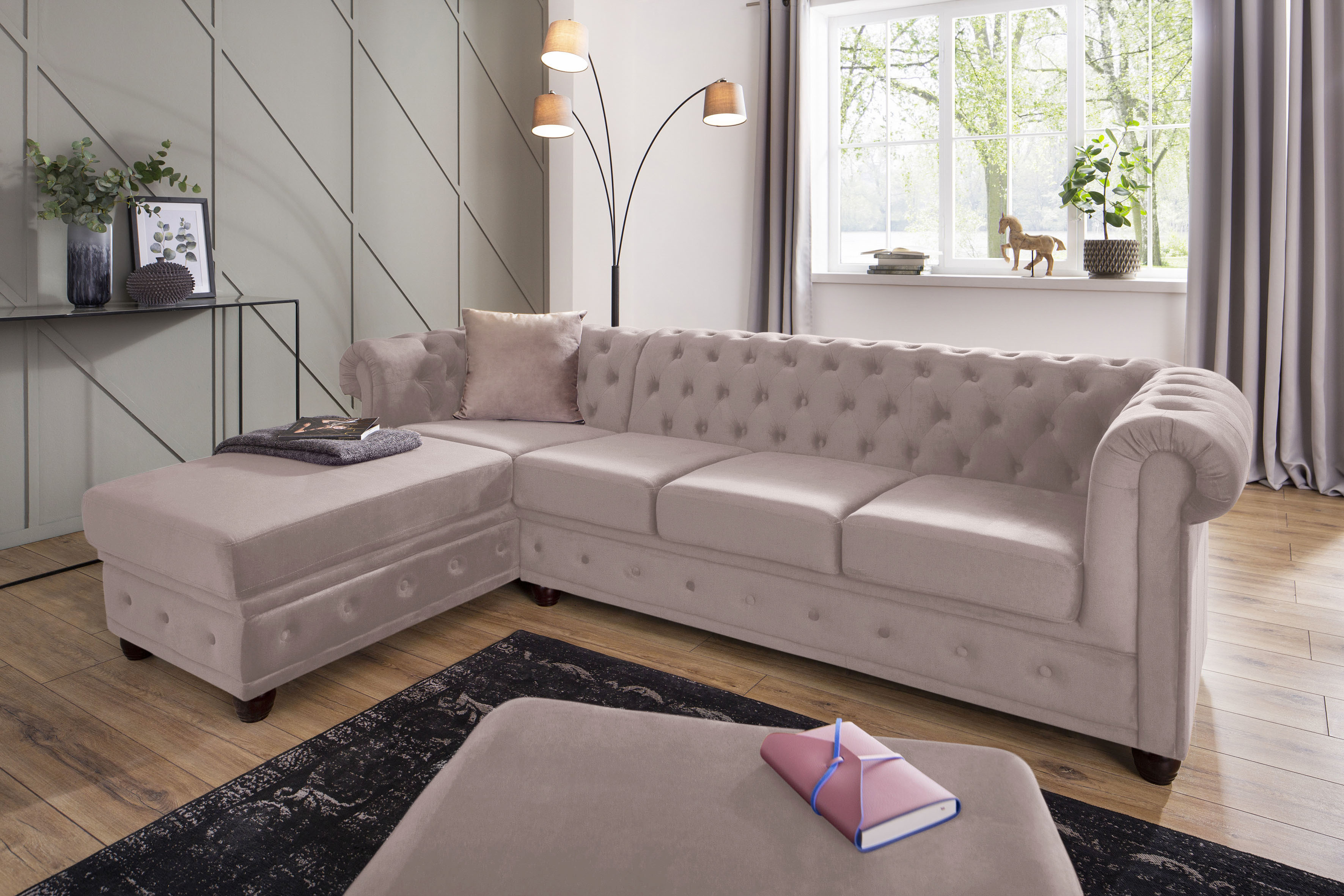 Home affaire Chesterfield-Sofa "New Castle L-Form", hochwertige Knopfheftun günstig online kaufen