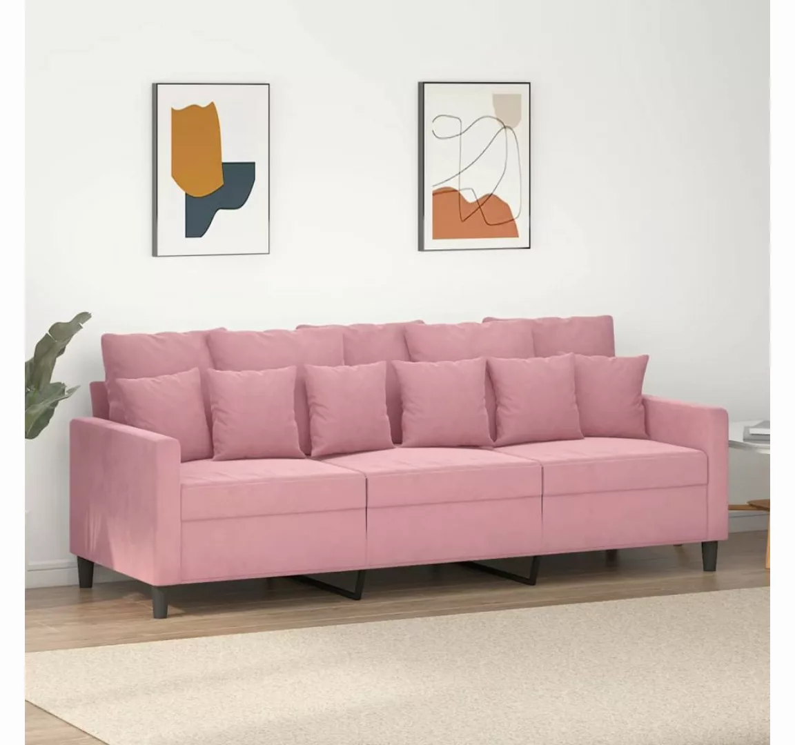 vidaXL Sofa, 3-Sitzer-Sofa Rosa 180 cm Samt günstig online kaufen