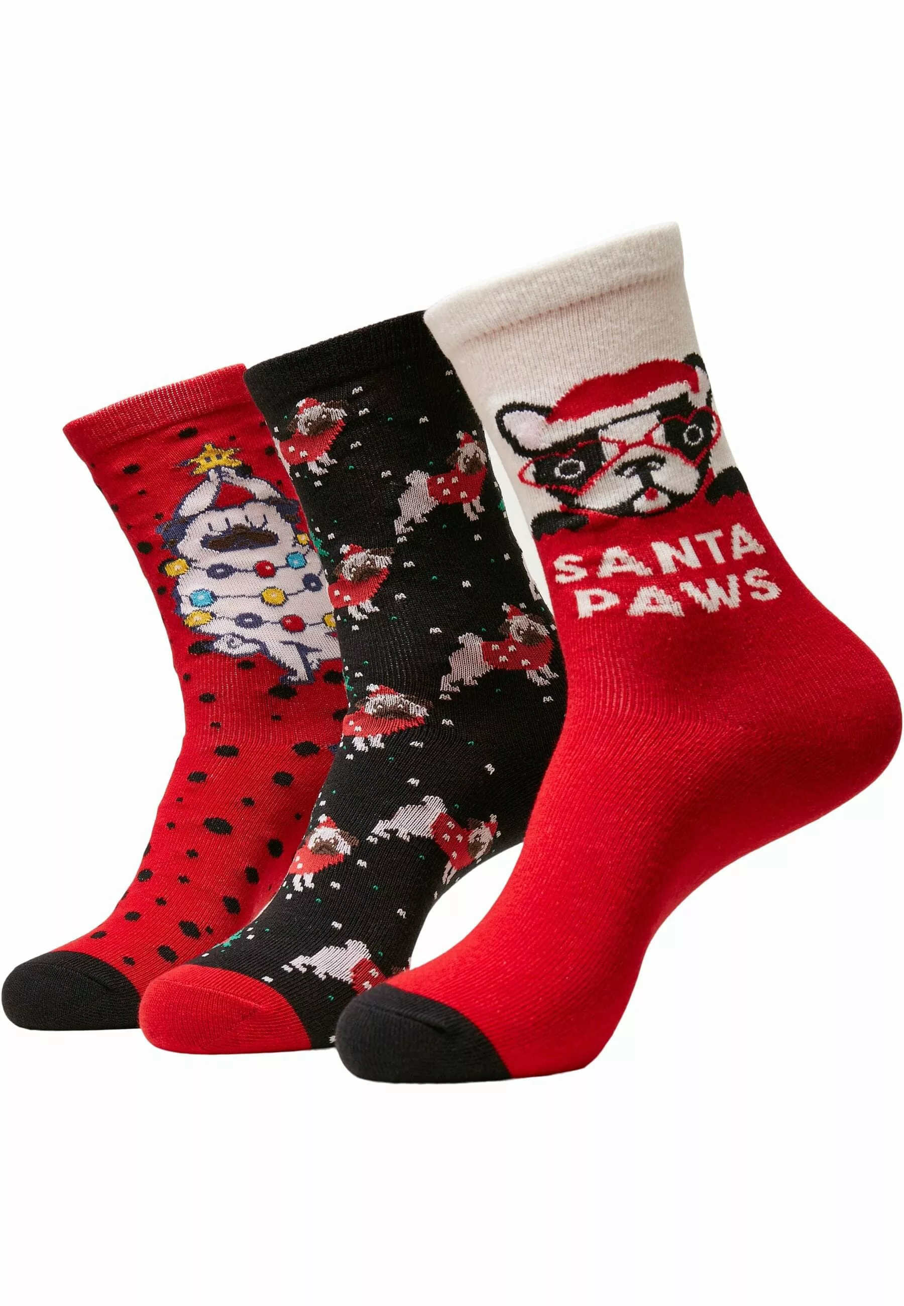 URBAN CLASSICS Basicsocken "Urban Classics Unisex Pug Christmas Socks 3-Pac günstig online kaufen