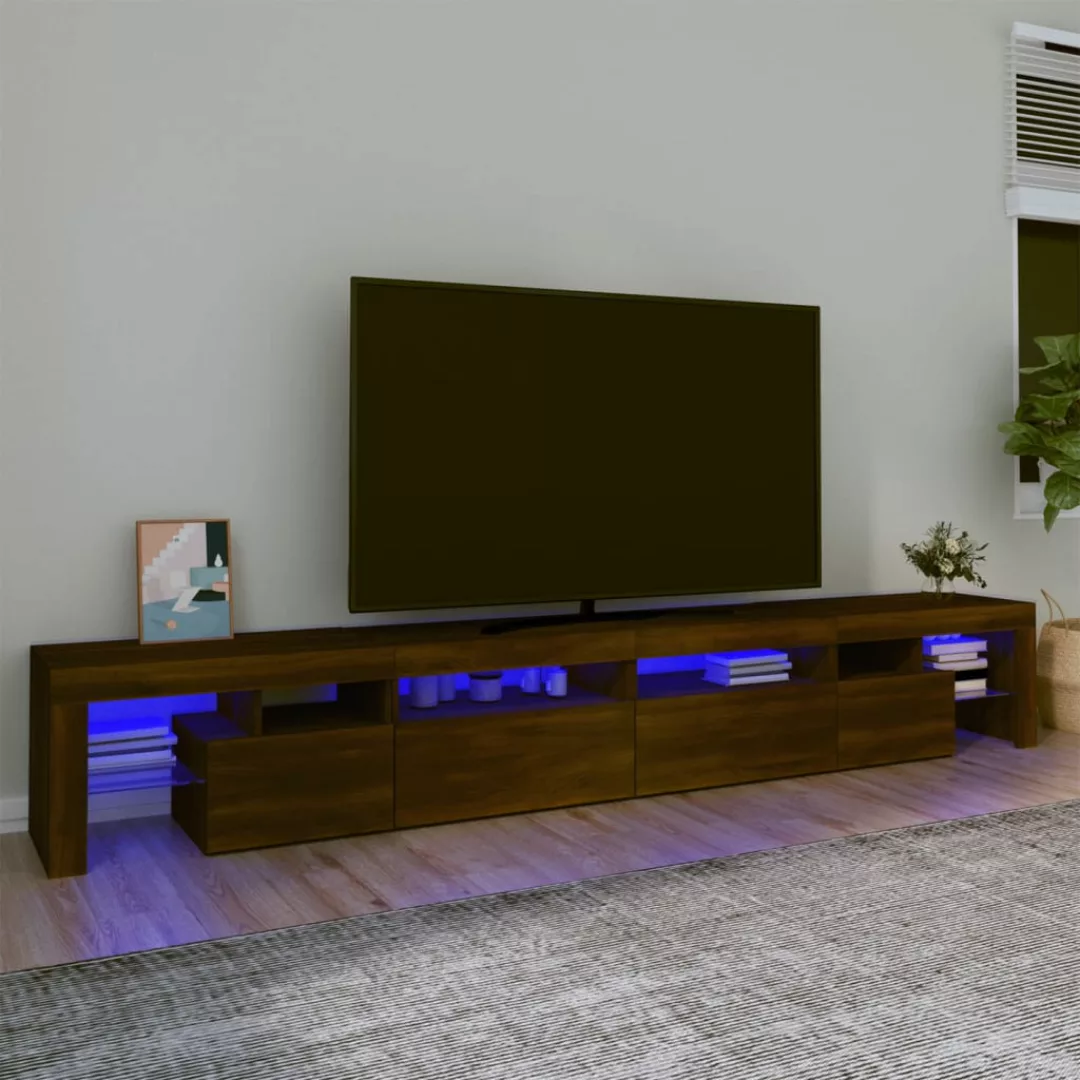 vidaXL TV-Schrank TV-Schrank mit LED-Leuchten Braun Eichen-Optik 280x36,5x4 günstig online kaufen