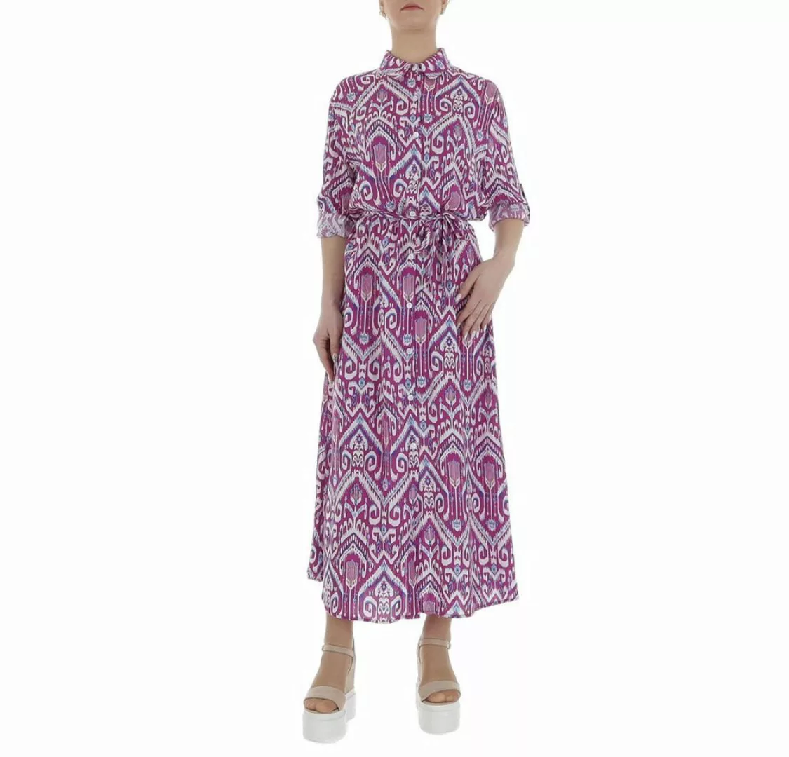 Ital-Design Maxikleid Damen Freizeit (85885243) Ornamente Blusenkleid in Pi günstig online kaufen