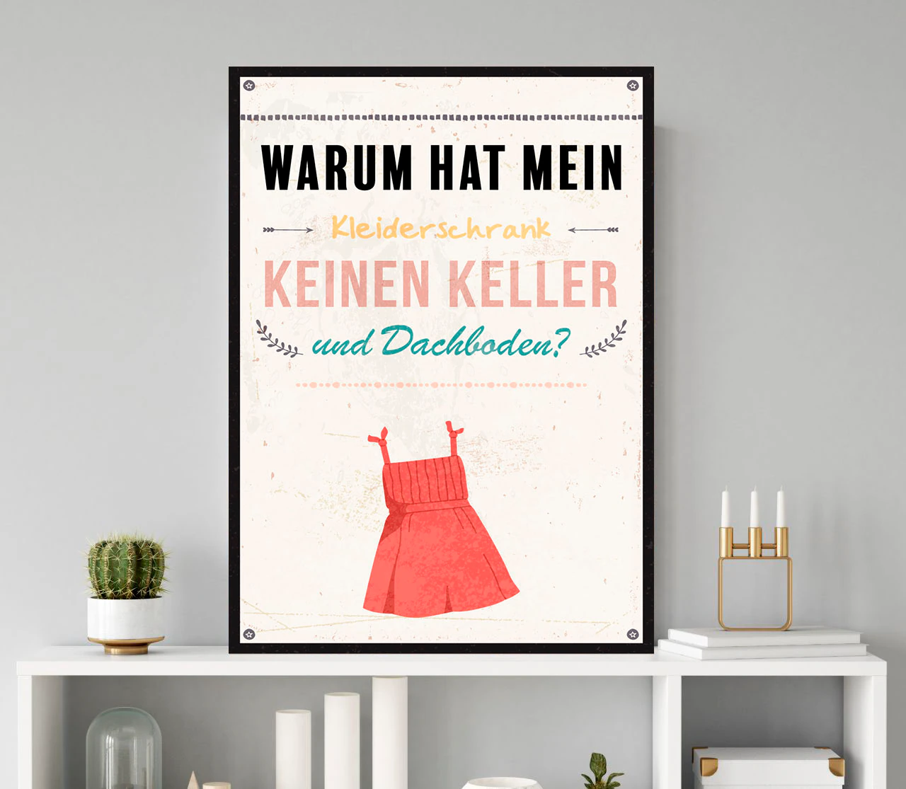 queence Metallbild »Kleiderschrank«, Schriftzüge, (1 St.), Stahlschilder günstig online kaufen