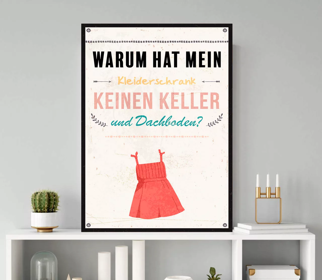 queence Metallbild "Kleiderschrank", Schriftzüge, (1 St.), Stahlschilder günstig online kaufen