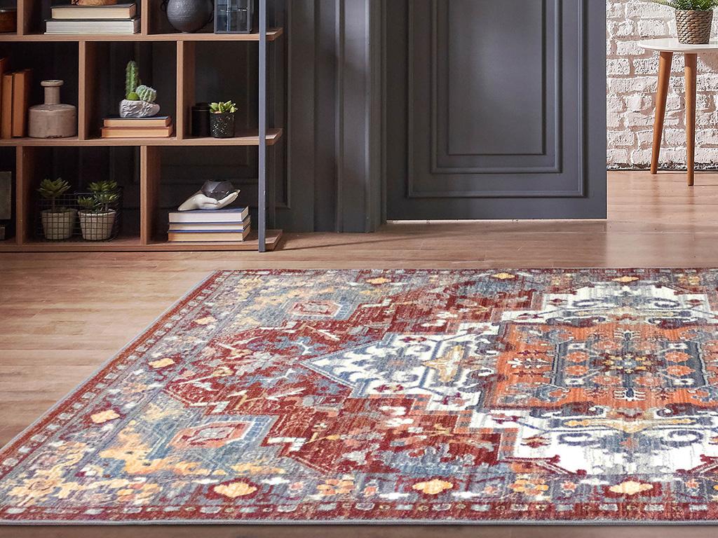 Teppich orientalisch - 200 x 290 cm - Rot & Blau - KALYAN günstig online kaufen