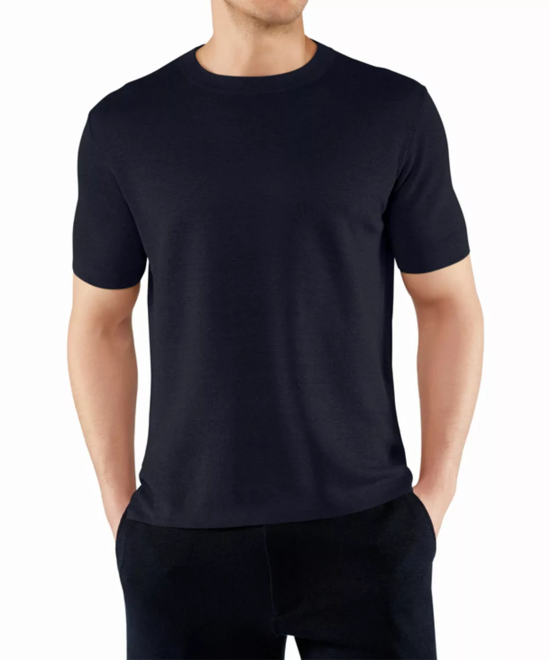 FALKE Herren T-Shirt Rundhals, M, Blau, Uni, Leinen, 60072-643703 günstig online kaufen